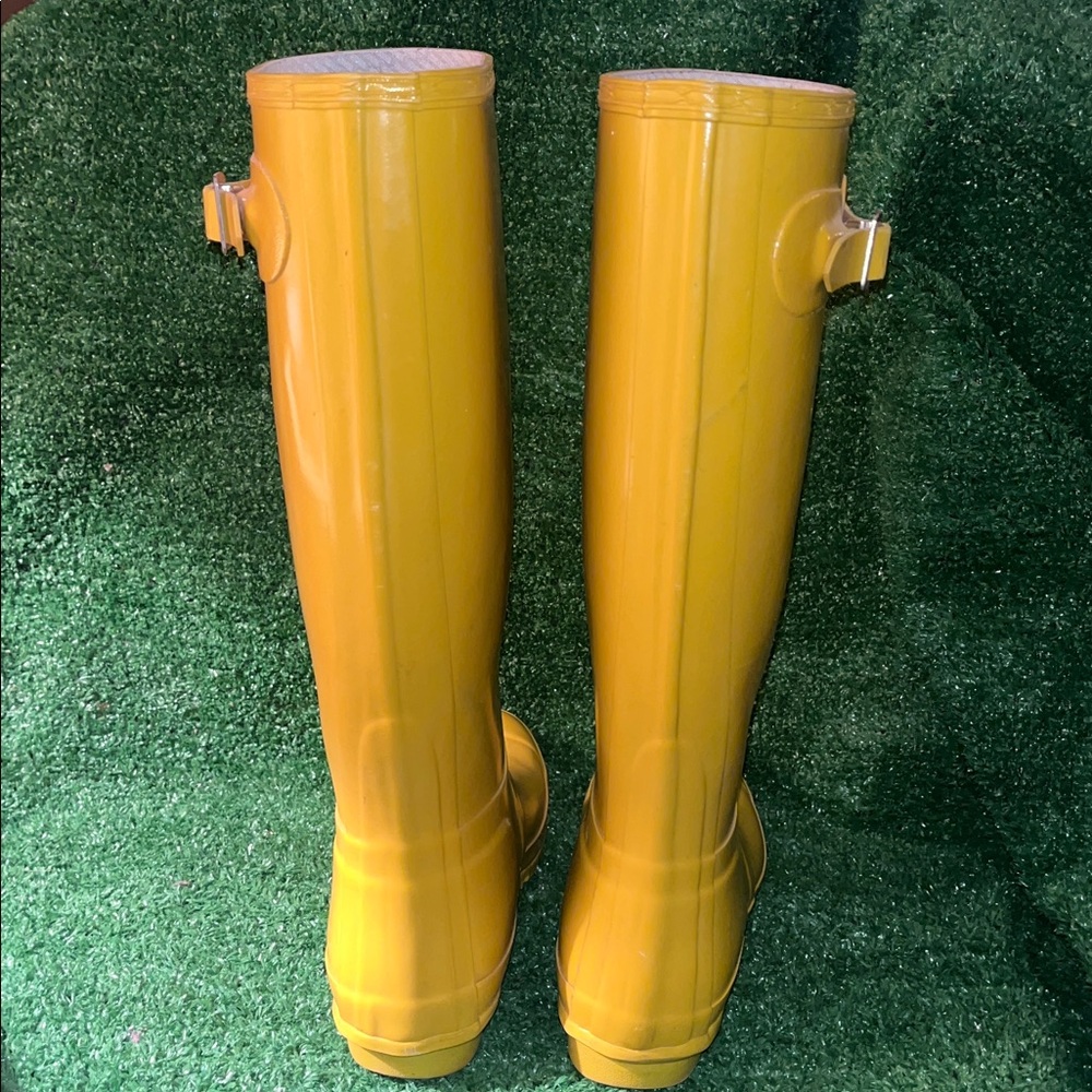 Hunter Original Gloss Tall Boots Yellow UK 5 US 6M/7F EU 38 - Picture 4 of 11